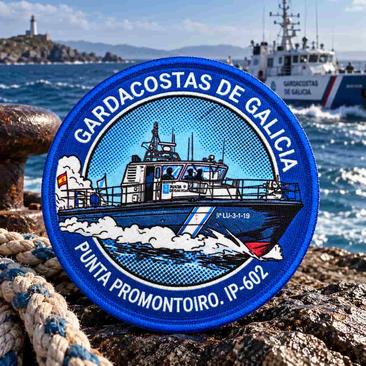 Parche personalizado Guardacostas de Galicia con borde de hilo